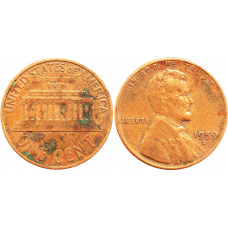США 1 цент 1959 D год KM# 201 Lincoln Cent