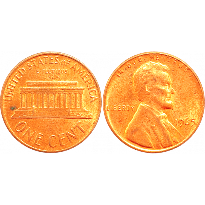 США 1 цент 1965 год KM# 201 Lincoln Cent