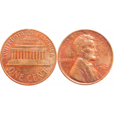 США 1 цент 1967 год KM# 201 Lincoln Cent