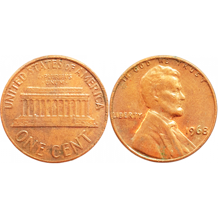США 1 цент 1968 год KM# 201 Lincoln Cent
