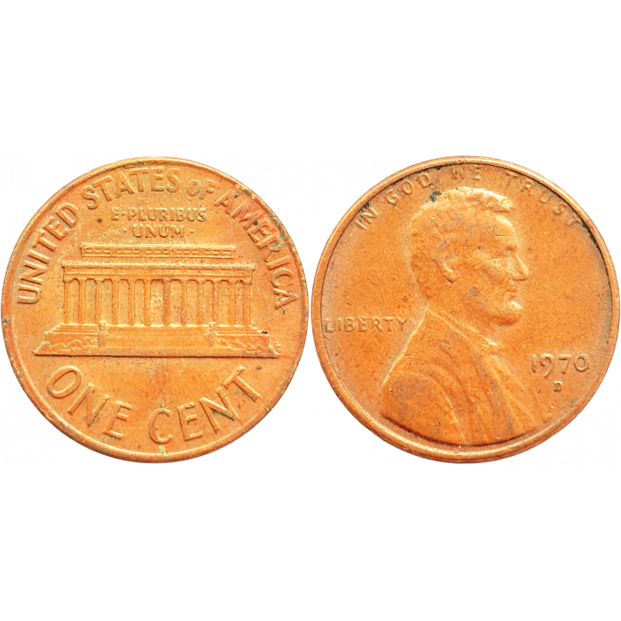США 1 цент 1970 D год KM# 201 Lincoln Cent