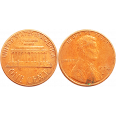 США 1 цент 1974 D год KM# 201 Lincoln Cent