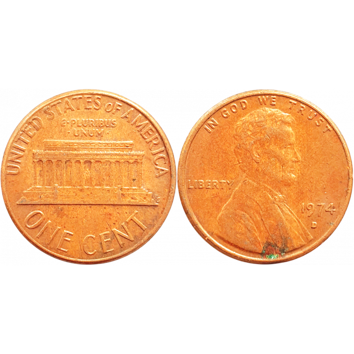 США 1 цент 1974 D год KM# 201 Lincoln Cent