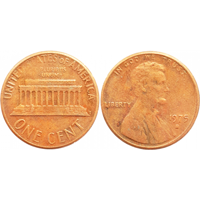 США 1 цент 1975 D год KM# 201 Lincoln Cent