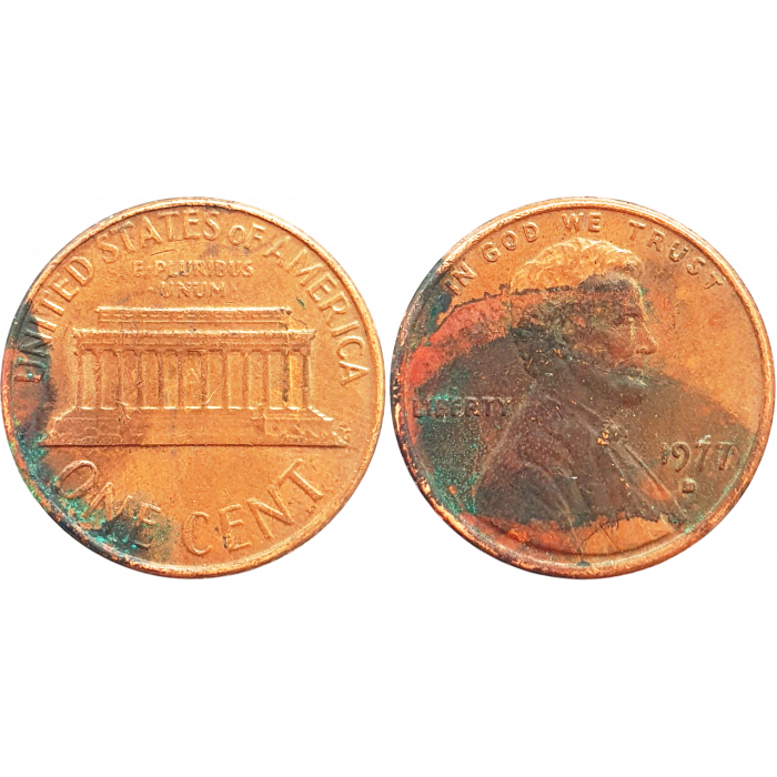 США 1 цент 1977 D год KM# 201 Lincoln Cent