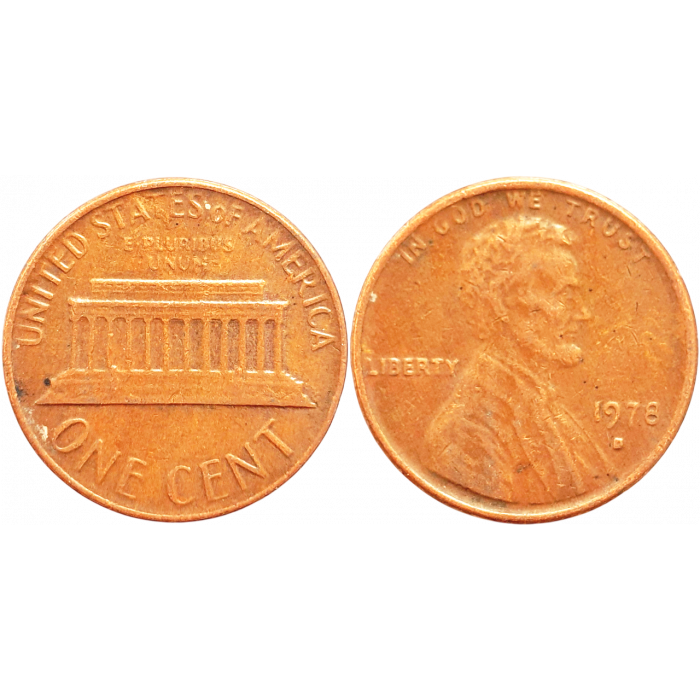 США 1 цент 1978 D год KM# 201 Lincoln Cent