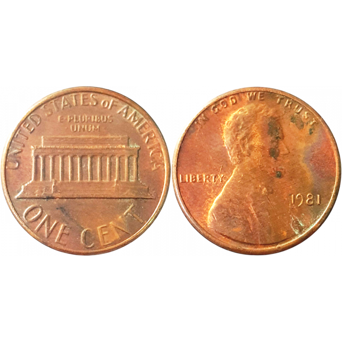 США 1 цент 1981 год KM# 201 Lincoln Cent
