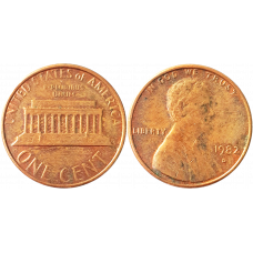 США 1 цент 1982 D год KM# 201 Lincoln Cent