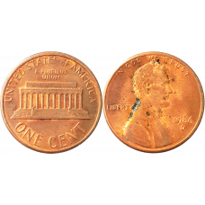 США 1 цент 1986 D год KM# 201 Lincoln Cent