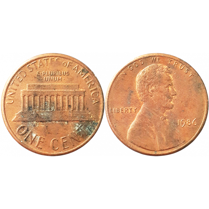 США 1 цент 1986 год KM# 201 Lincoln Cent