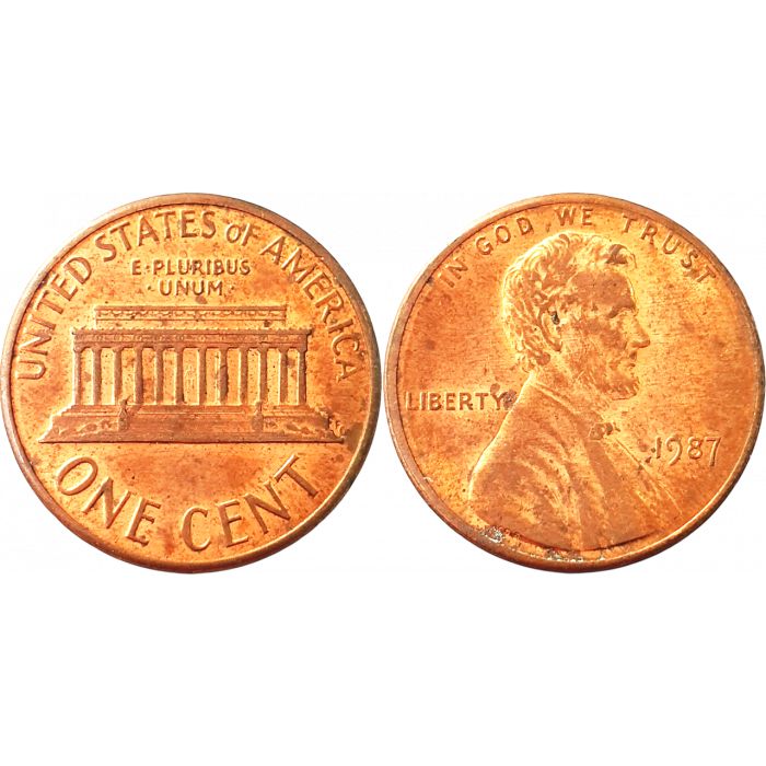 США 1 цент 1987 год KM# 201 Lincoln Cent