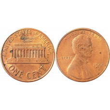 США 1 цент 1990 D год KM# 201 Lincoln Cent