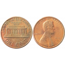 США 1 цент 1991 D год KM# 201 Lincoln Cent