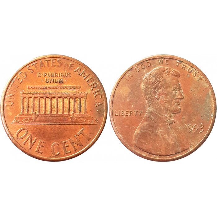 США 1 цент 1993 год KM# 201 Lincoln Cent