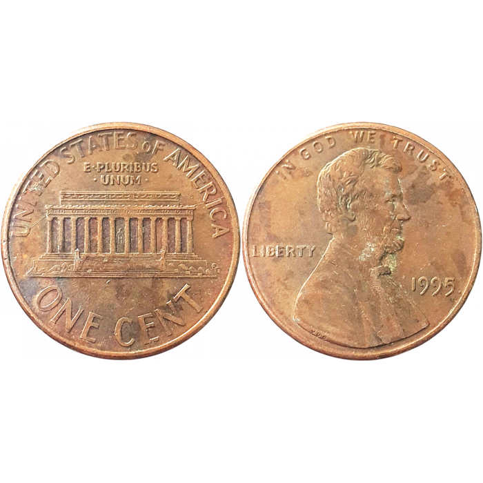 США 1 цент 1995 год KM# 201 Lincoln Cent