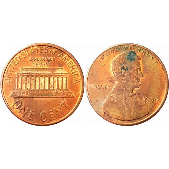 США 1 цент 1996 D год KM# 201 Lincoln Cent