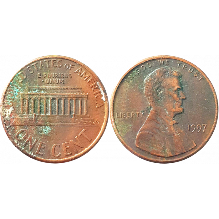 США 1 цент 1997 год KM# 201 Lincoln Cent