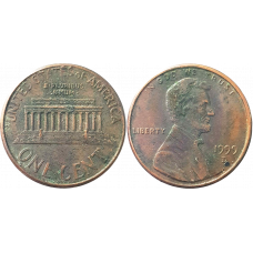 США 1 цент 1999 D год KM# 201 Lincoln Cent