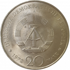 Германия - ГДР 20 марок 1972 год KM# 42 Первый президент ГДР - Вильгельм Пик