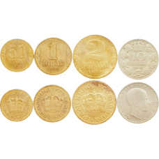 Югославия 50 пара 1 2 10 динаров 1938 год Набор из 4 монет