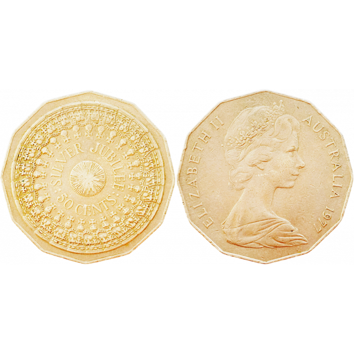 Австралия 50 центов 1977 год KM# 70 25 лет правлению Королевы Елизаветы II