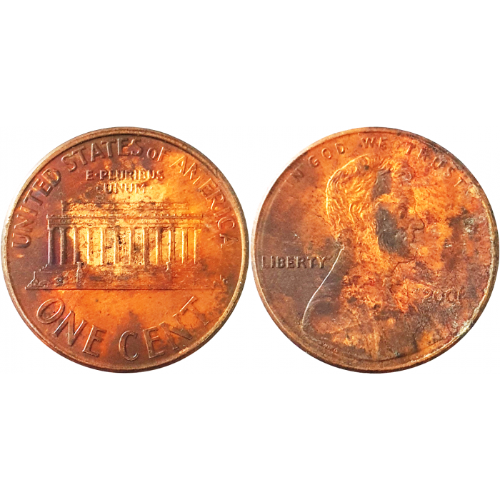 США 1 цент 2001 год KM# 201 Lincoln Cent