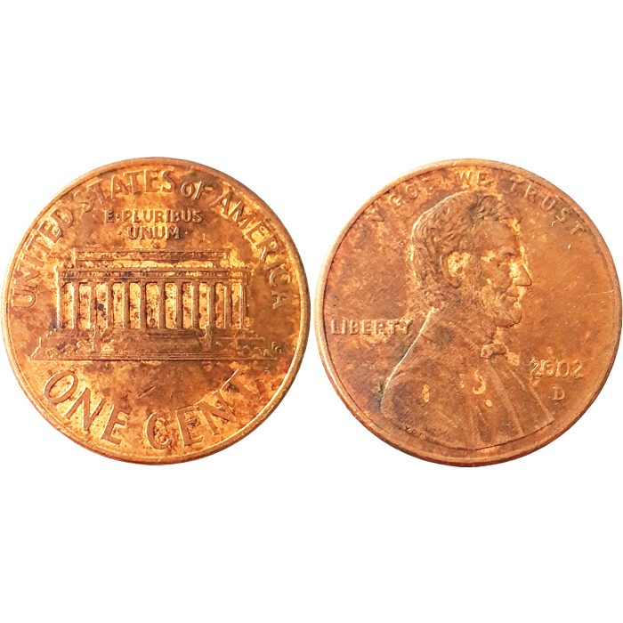 США 1 цент 2002 D год KM# 201 Lincoln Cent