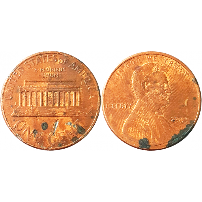 США 1 цент 2003 D год KM# 201 Lincoln Cent