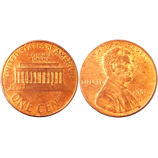 США 1 цент 2007 D год KM# 201 Lincoln Cent
