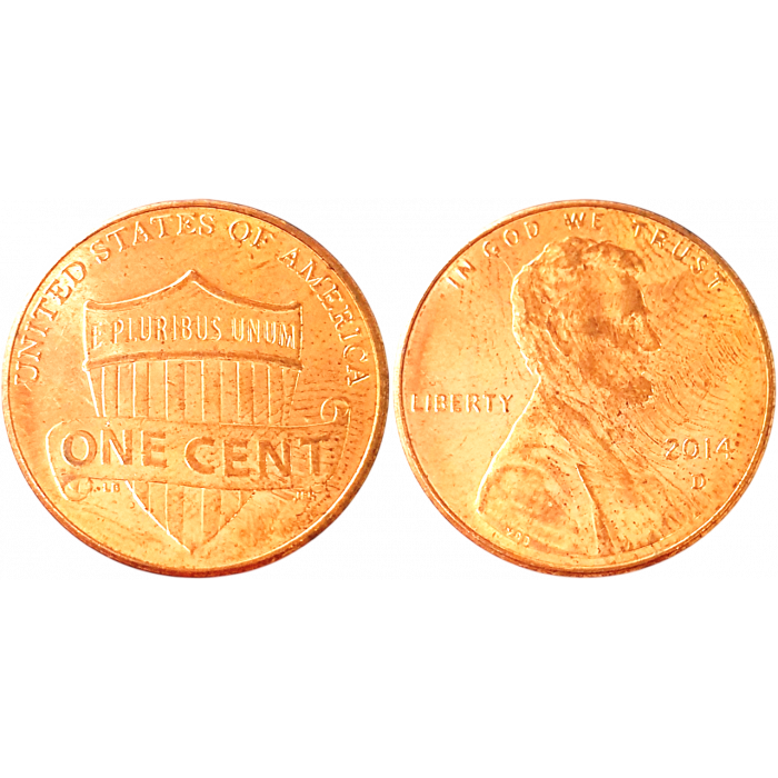 США 1 цент 2014 D год KM# 468 Lincoln Cent