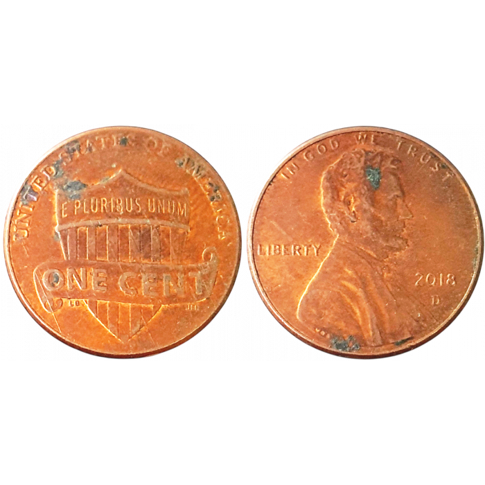 США 1 цент 2018 D год KM# 468 Lincoln Cent