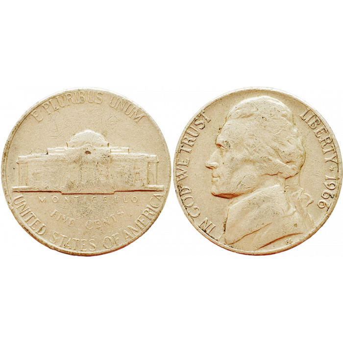 США 5 центов 1966 год KM# A192 Jefferson Nickel