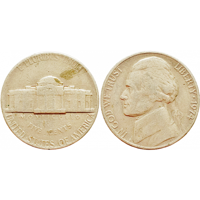 США 5 центов 1974 год KM# A192 Jefferson Nickel