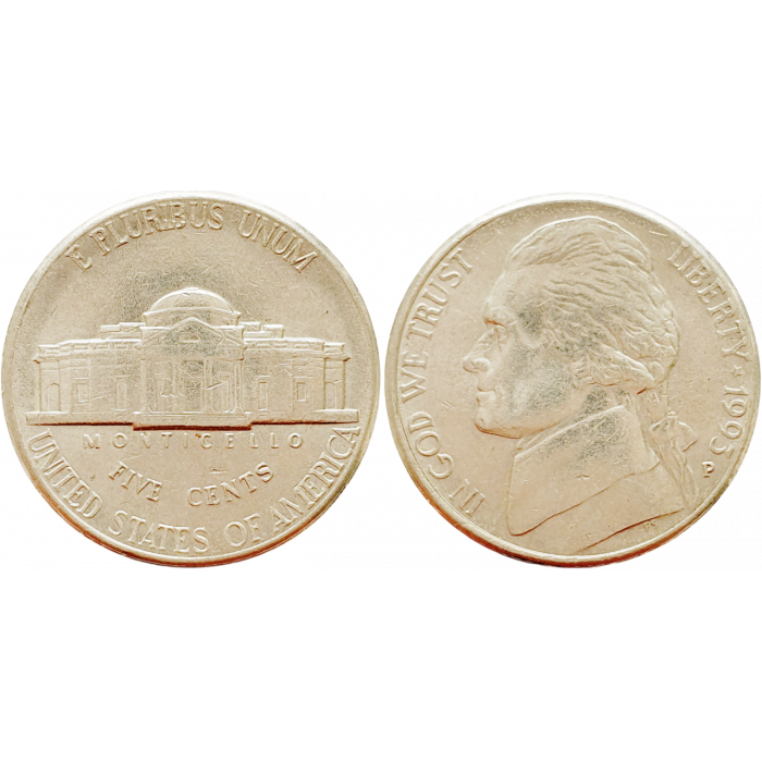 США 5 центов 1993 P год KM# A192 Jefferson Nickel
