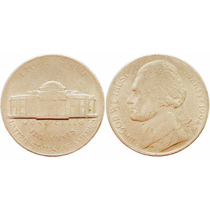 США 5 центов 1994 P год KM# A192 Jefferson Nickel