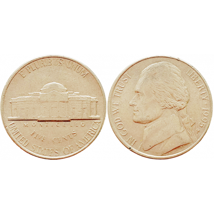 США 5 центов 1995 P год KM# A192 Jefferson Nickel