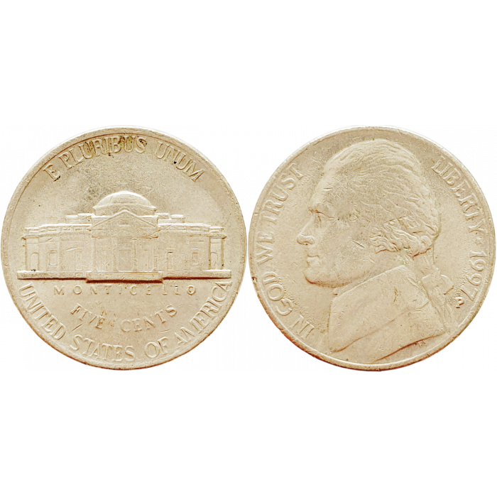 США 5 центов 1997 P год KM# A192 Jefferson Nickel