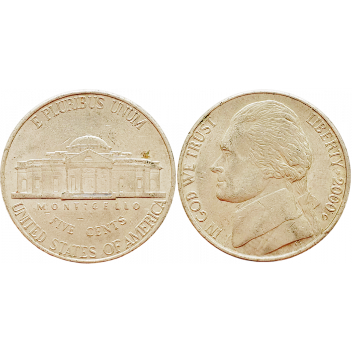 США 5 центов 2000 D год KM# A192 Jefferson Nickel