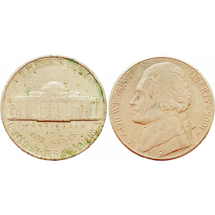 США 5 центов 2001 D год KM# A192 Jefferson Nickel