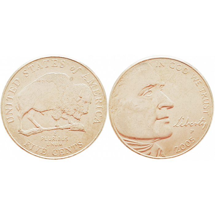 США 5 центов 2005 P год KM# 368 200 лет экспедиции Льюиса и Кларка - Бизон