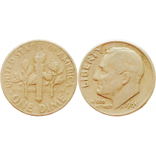 США 1 дайм 1965 год KM# 195a Roosevelt Dime
