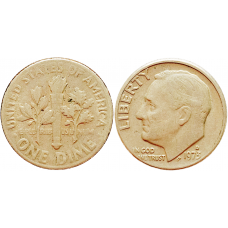 США 1 дайм 1973 D год KM# 195a Roosevelt Dime