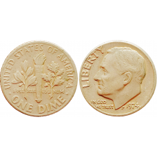 США 1 дайм 1974 год KM# 195a Roosevelt Dime