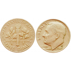 США 1 дайм 1980 P год KM# 195a Roosevelt Dime