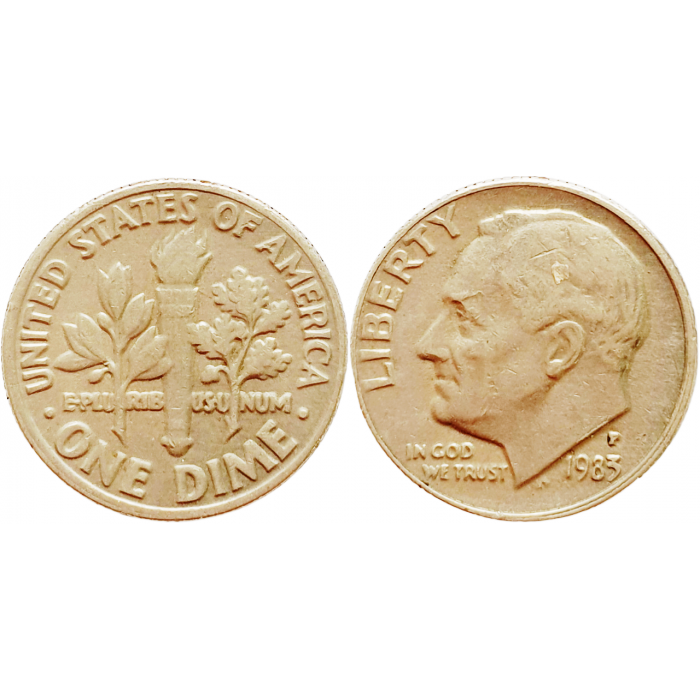 США 1 дайм 1983 P год KM# 195a Roosevelt Dime