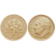 США 1 дайм 1990 P год KM# 195a Roosevelt Dime