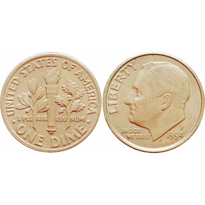 США 1 дайм 1994 P год KM# 195a Roosevelt Dime