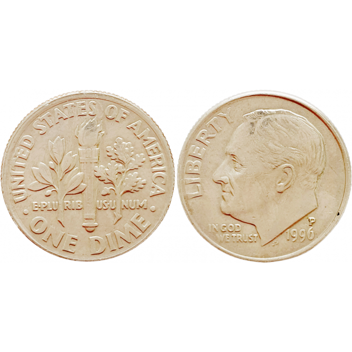 США 1 дайм 1996 P год KM# 195a Roosevelt Dime