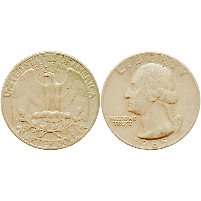 США 25 центов 1965 год KM# 164a Вашингтонский квотер