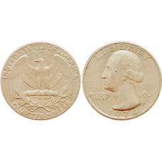 США 25 центов 1974 D год KM# 164a Вашингтонский квотер